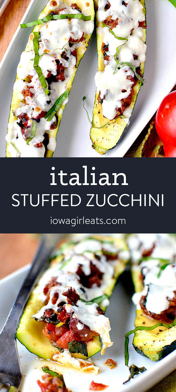 Photo collage of italian stuffed zucchini