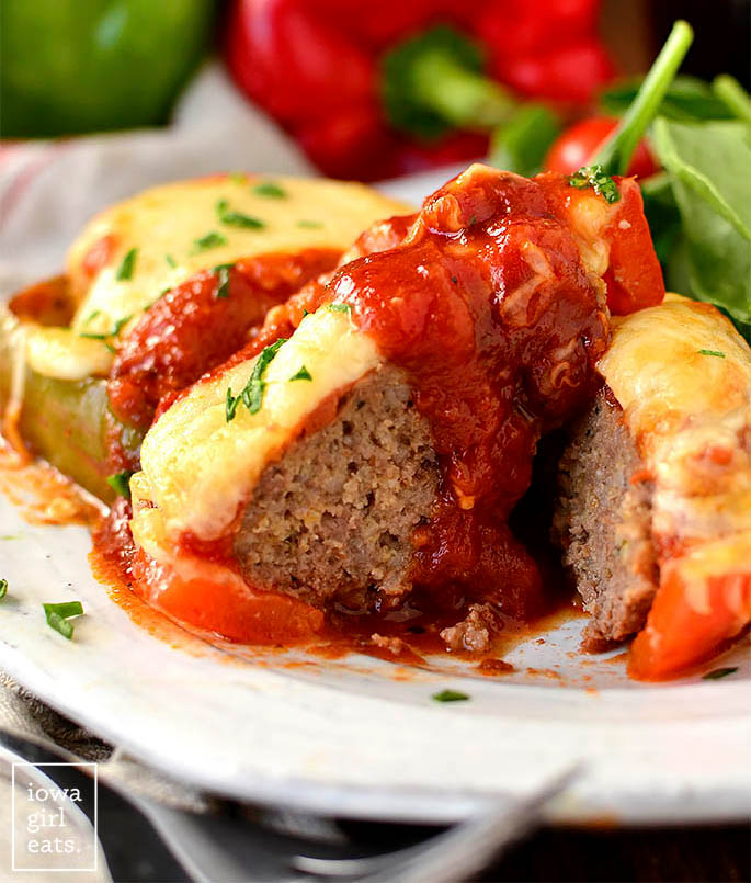 an italian sausage and pepper ring mini meatloaf sliced in half