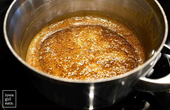 homemade caramel sauce in a pot