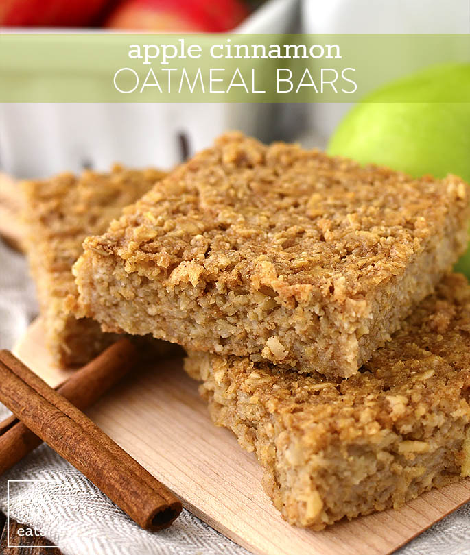 Apple Cinnamon Oatmeal Bars are a healthy, gluten-free breakfast or snack recipe that taste decadent but are made without refined sugar. These are a hit with kids! | iowagirleats.com