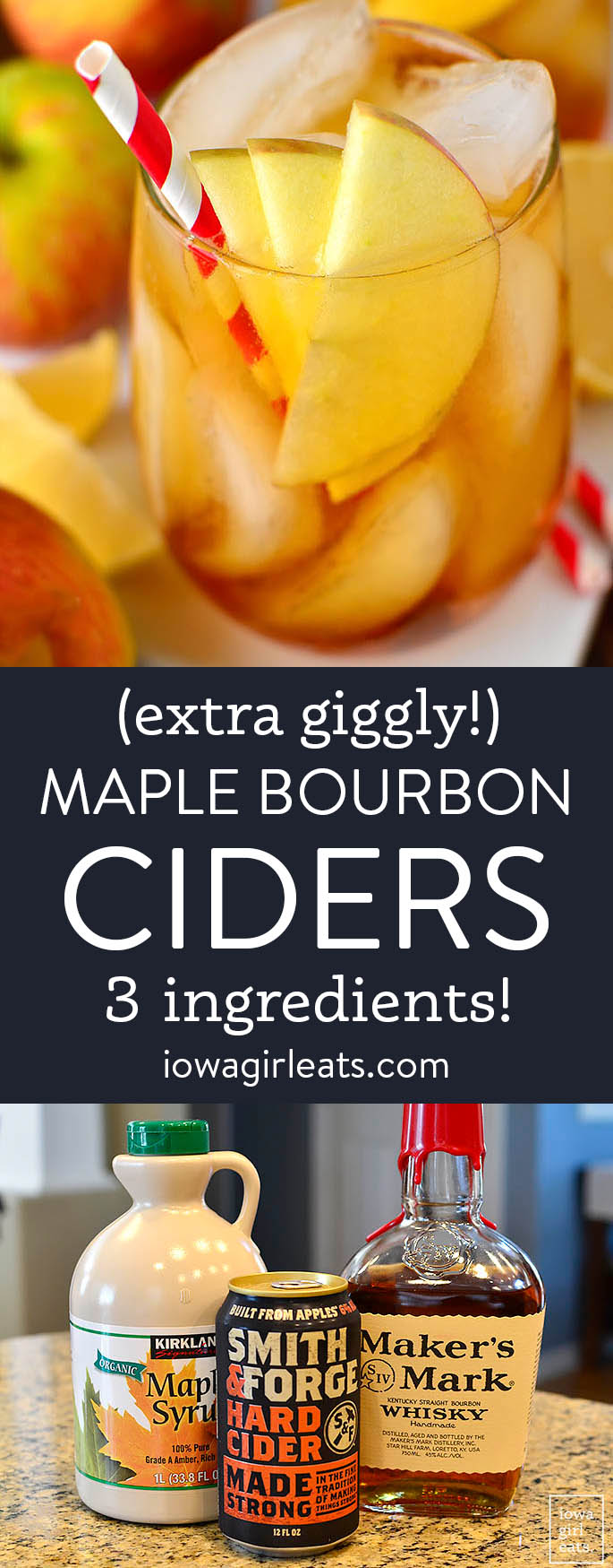 photo collage of maple bourbon ciders