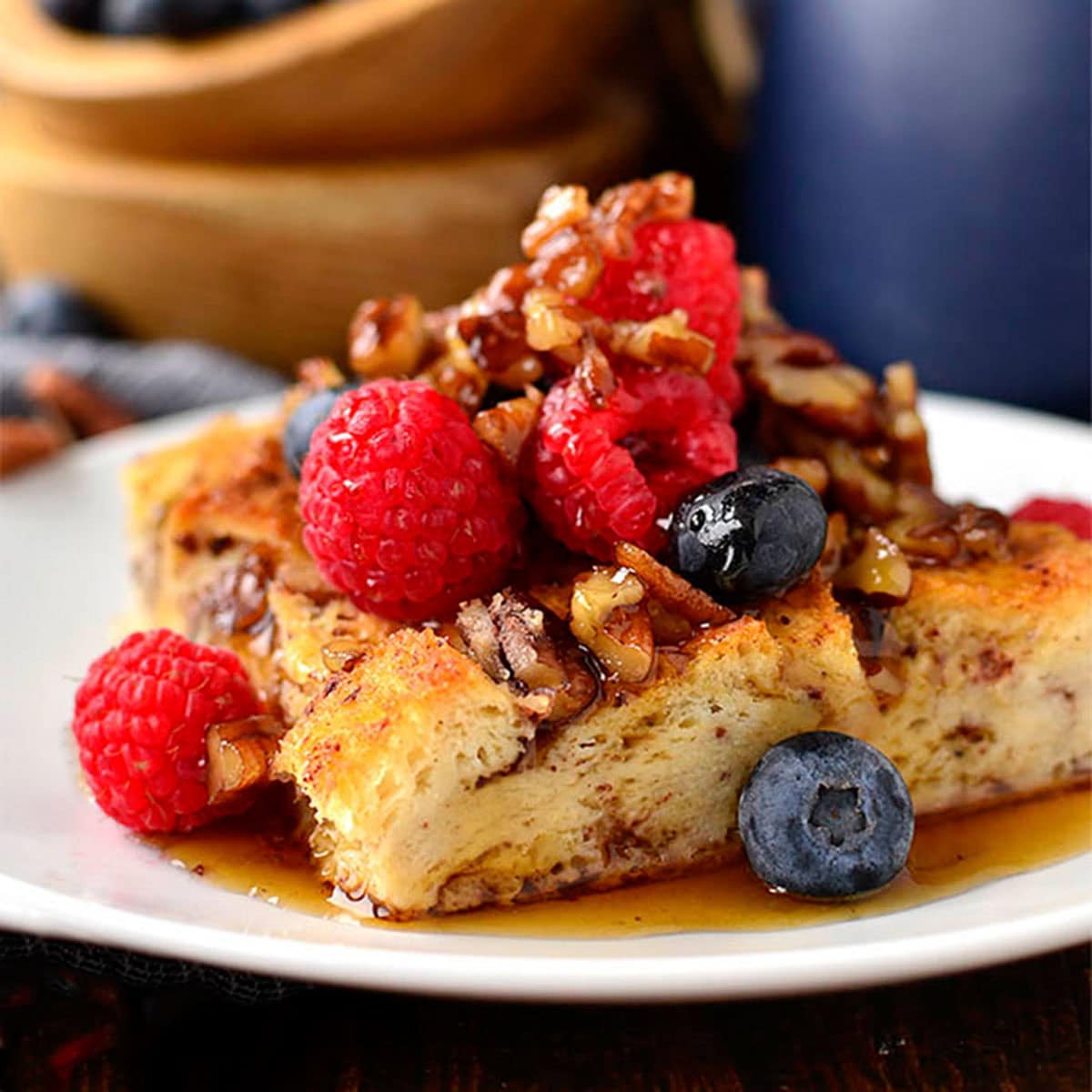 Gluten-Free French Toast Casserole with Butter-Pecan Maple Syrup