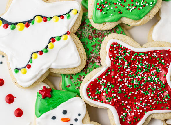 gluten free sugar cookies decorated with royal icing