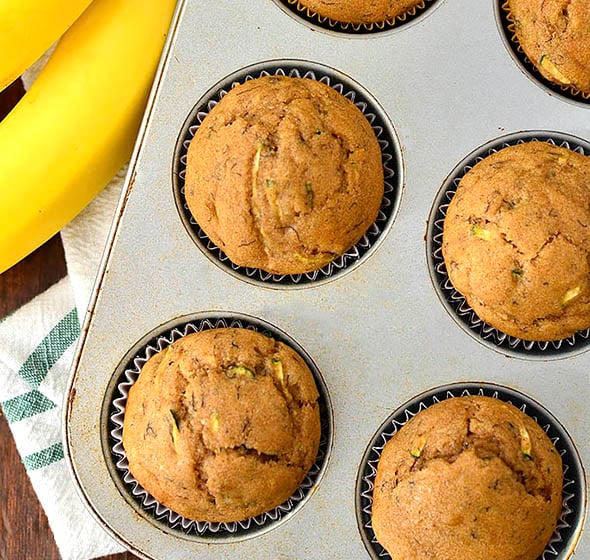 Healthier Zucchini Banana Bread Muffins