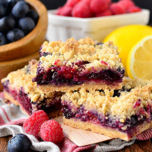 featured image of triple berry crumb bars