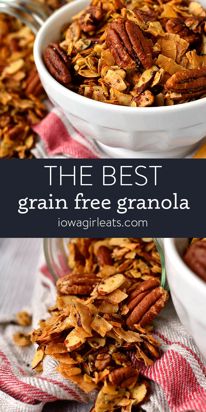Photo collage of grain free granola
