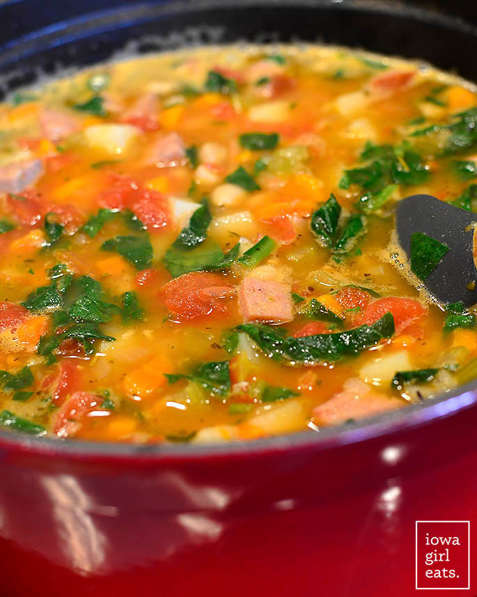 tuscan sausage and vegetable stew in a pot