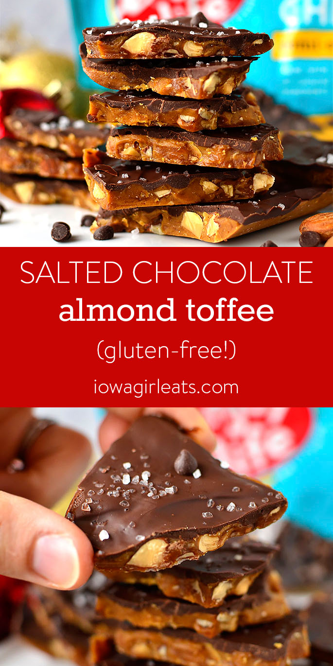 Photo collage of Salted Chocolate Almond Toffee