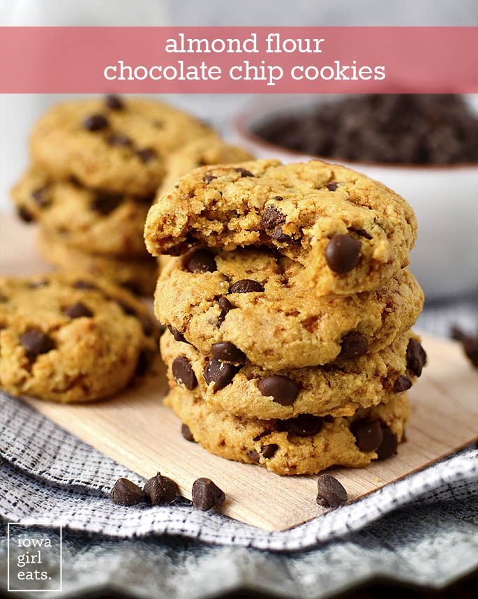Stack of Almond Flour Chocolate Chip Cookies