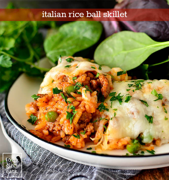 italian rice ball skillet scooper onto a plate