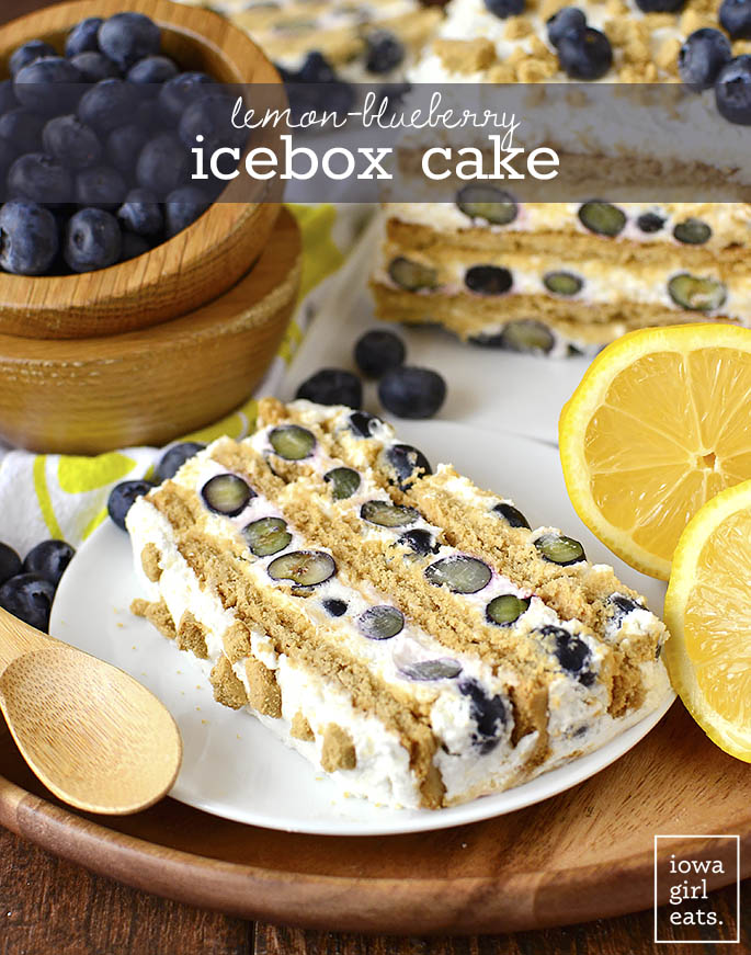 Plate with gluten free Lemon-Blueberry Icebox Cake