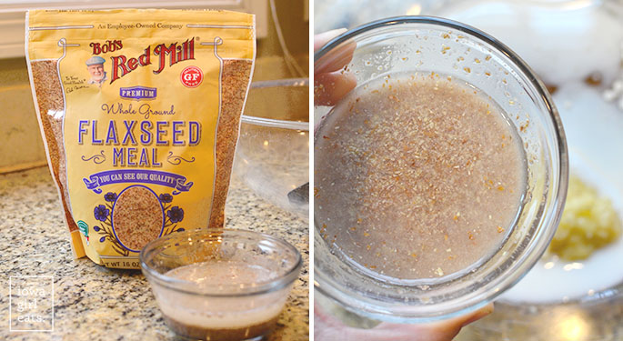 Side by side photos showing flax egg