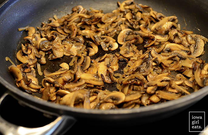 caramelized mushrooms in a skillet