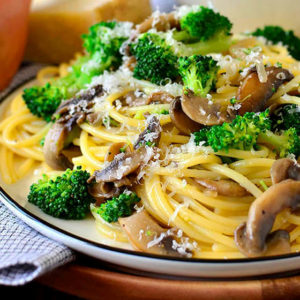 Mushroom Broccoli Parmesan Noodles