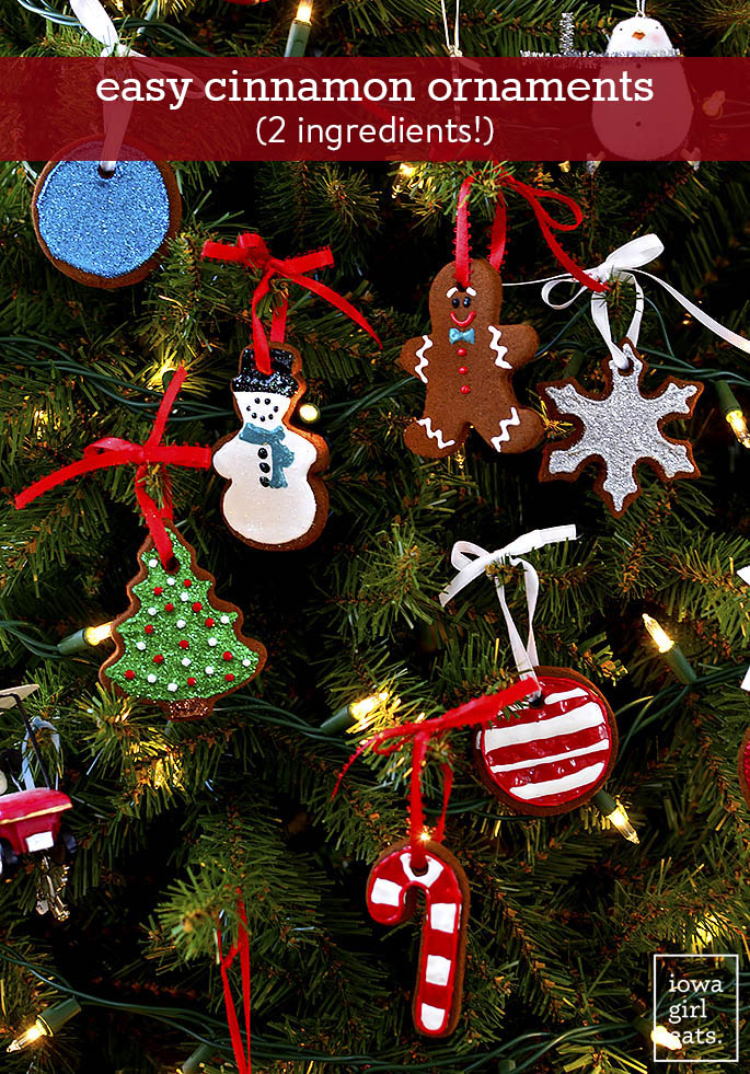 Easy Cinnamon Ornaments on a Christmas tree