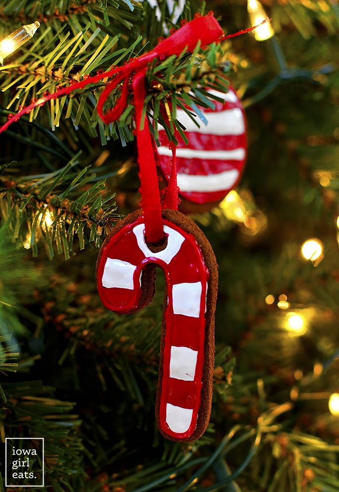 Easy Cinnamon Ornaments candy cane cut out