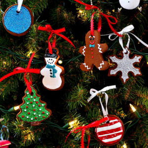 easy cinnamon ornaments hanging on a tree
