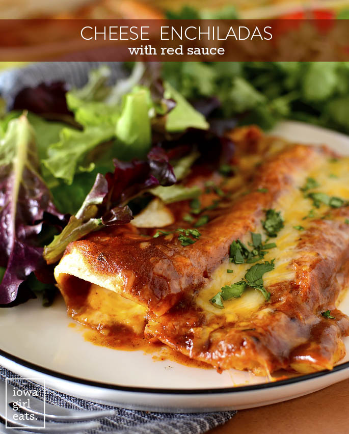 Cheese Enchiladas with Red Sauce on a plate