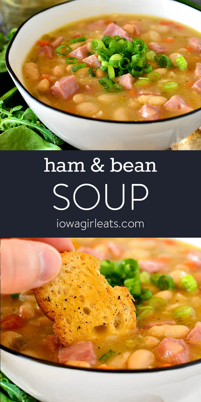 photo collage of ham and bean soup