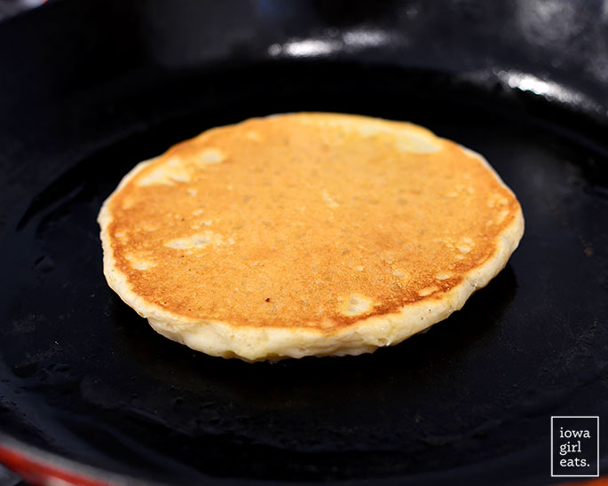 gluten free pancake in a hot skillet