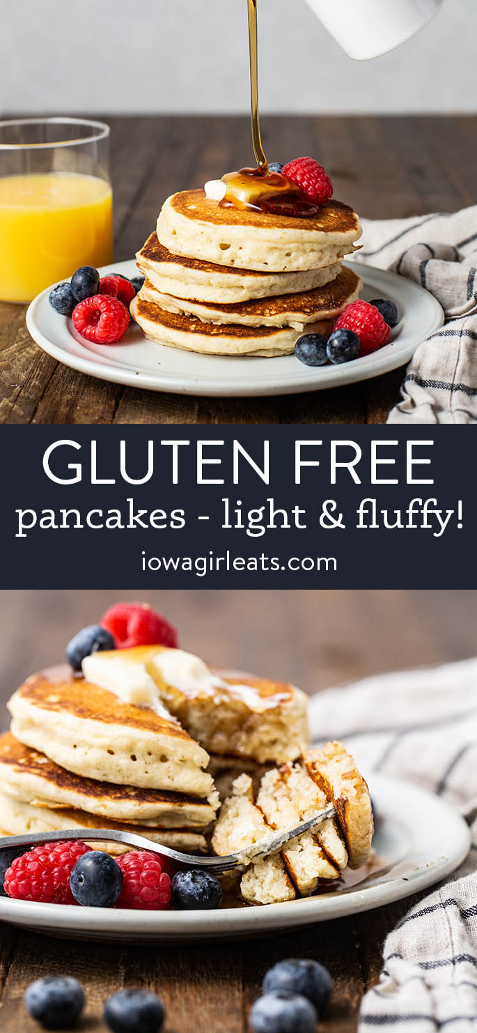 photo collage of gluten free pancakes
