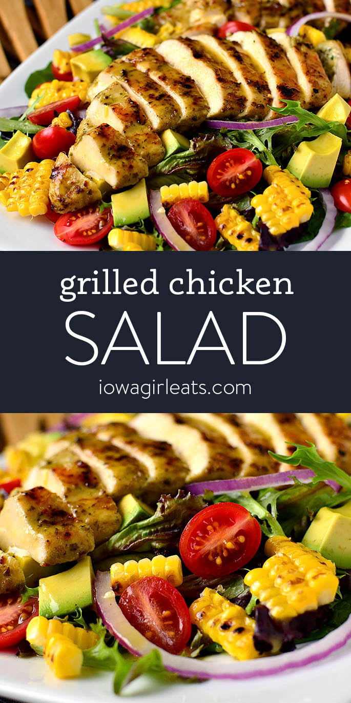 Photo collage of grilled chicken salad