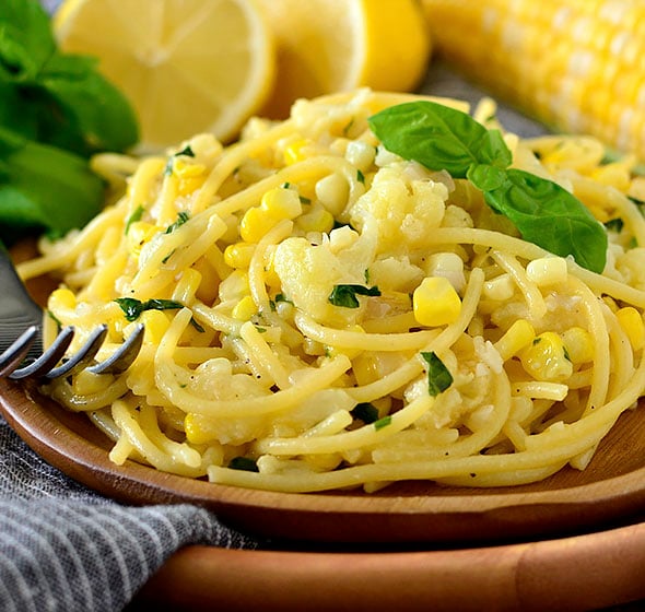 Creamy Sweet Corn Pasta with Basil