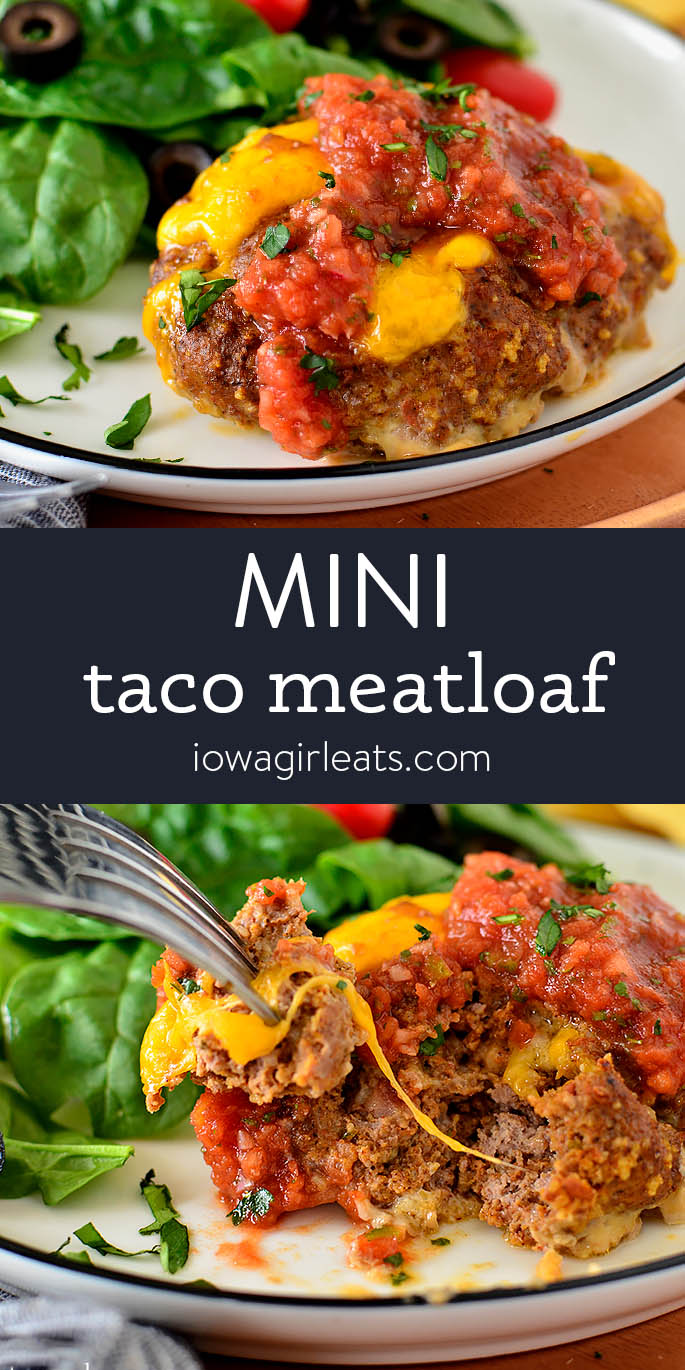 Photo collage of mini taco meatloaf