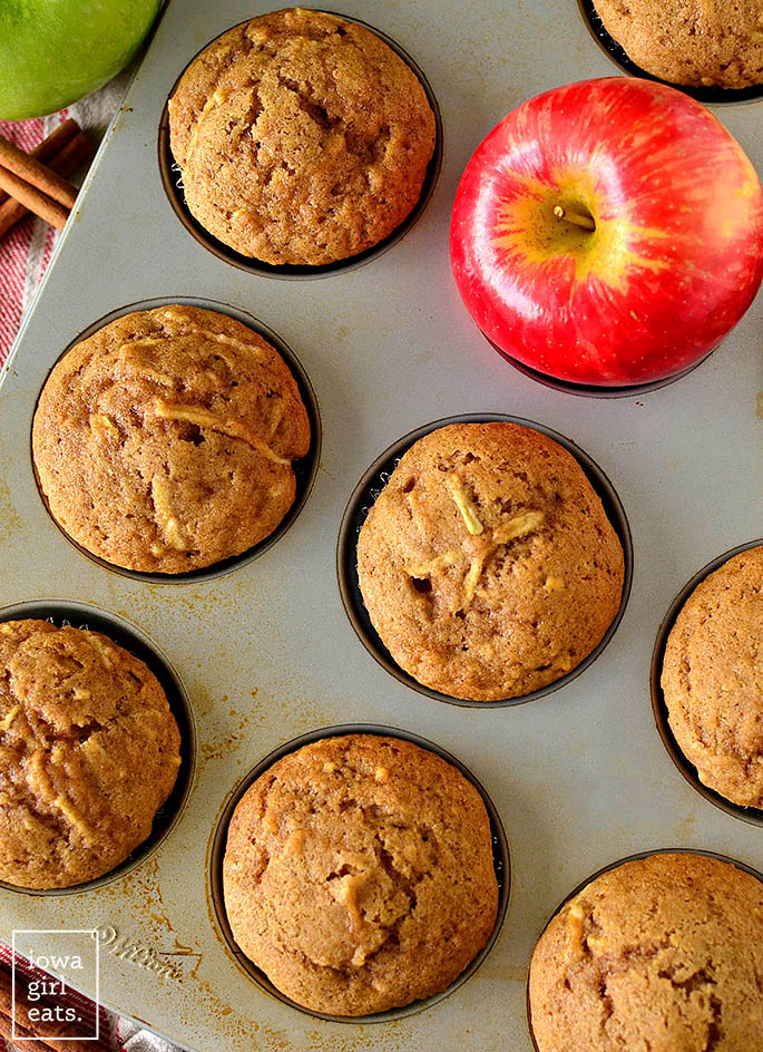 gluten free Apple Muffins in a muffin tin