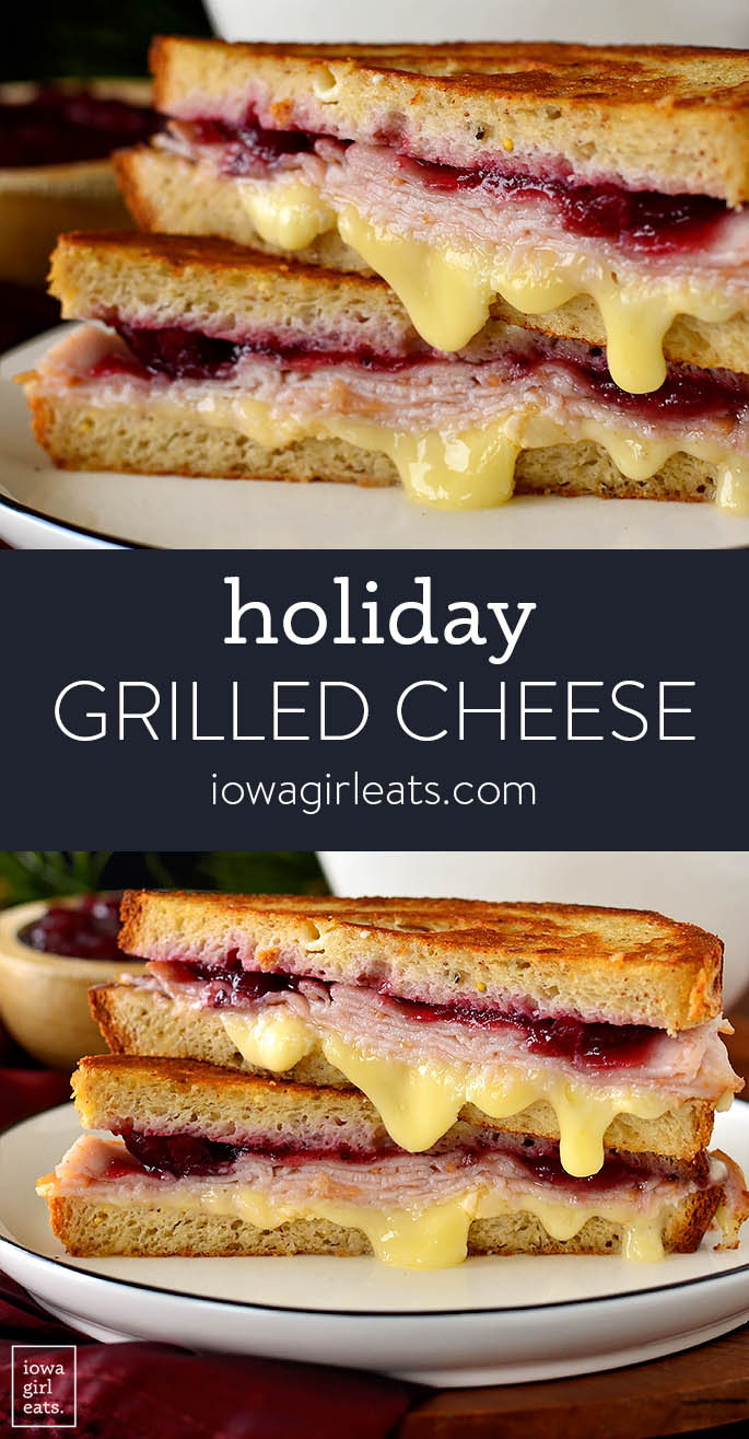 photo collage of holiday grilled cheese sandwich