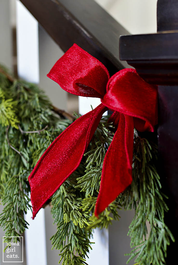 Christmas garland with bow