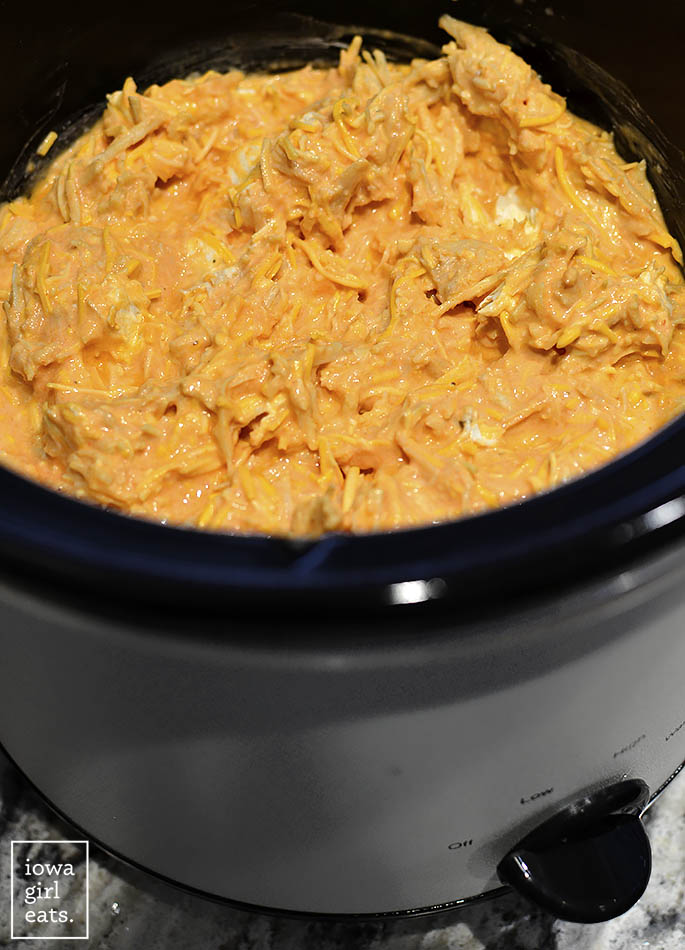 ingredients for buffalo chicken dip in the crock pot