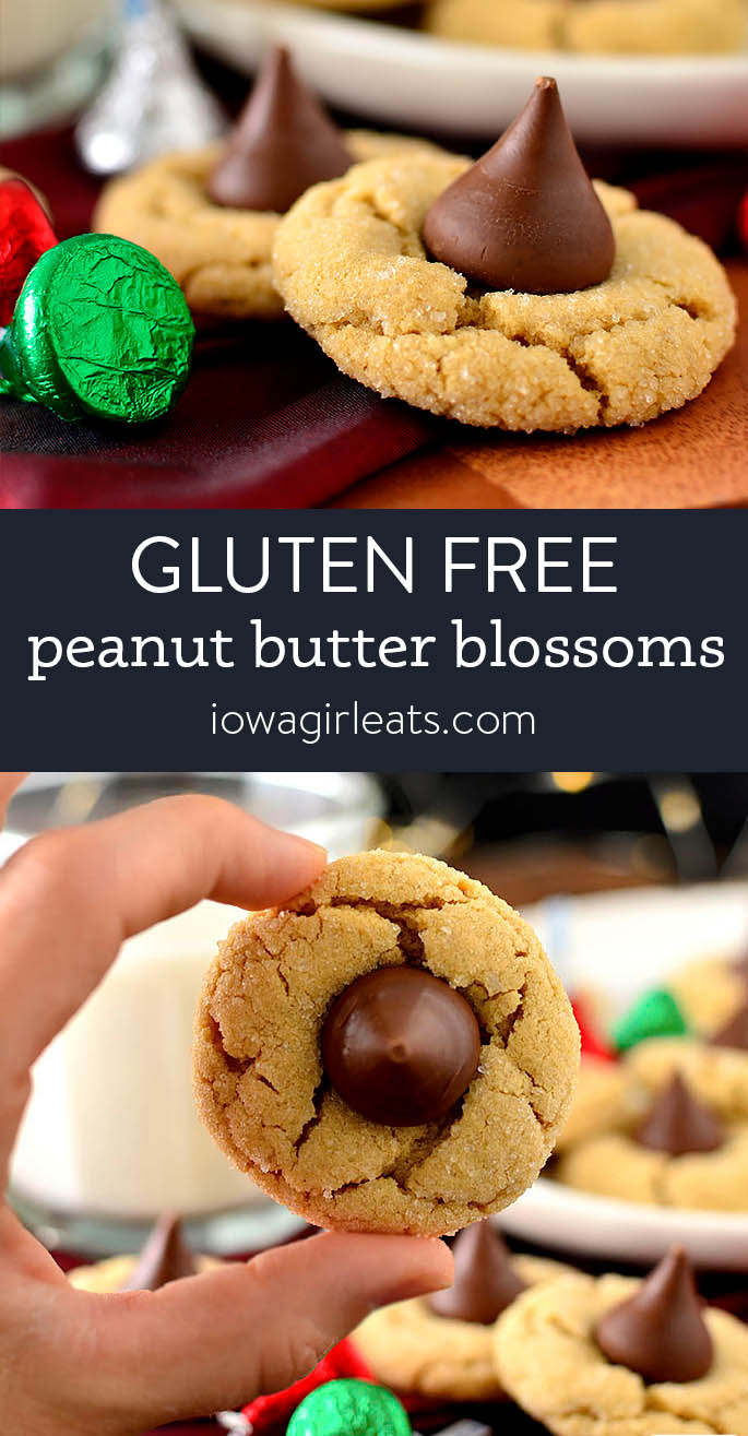 Photo collage of Gluten Free Peanut Butter Blossoms