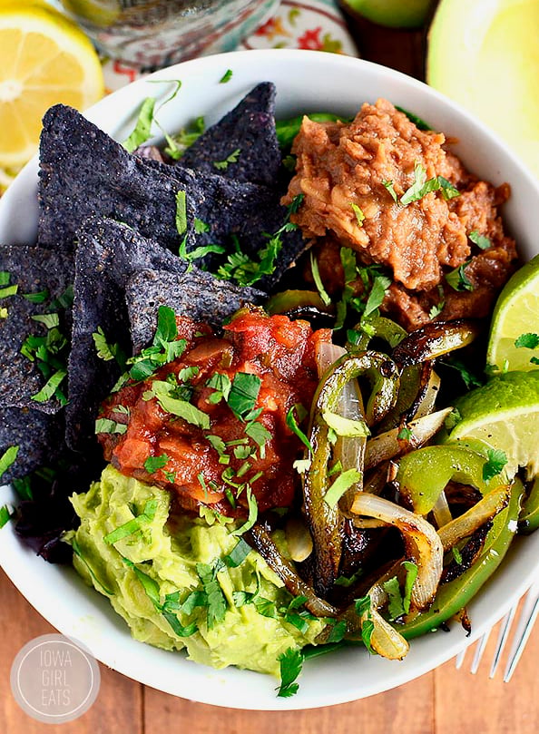 Vegetable Fajita Tostada Bowls