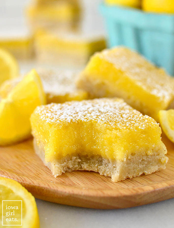 Photo of Gluten Free Lemon Bar with a bite taken out of it