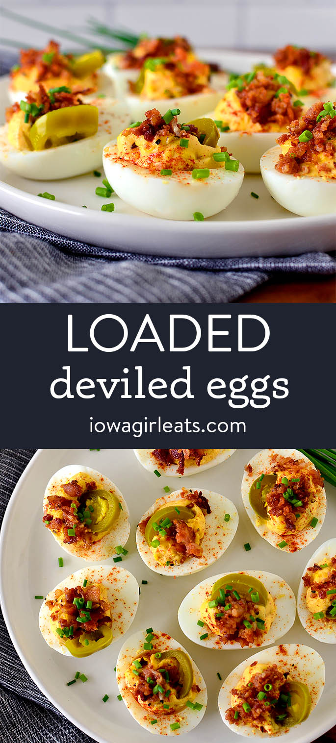 photo collage of loaded deviled eggs