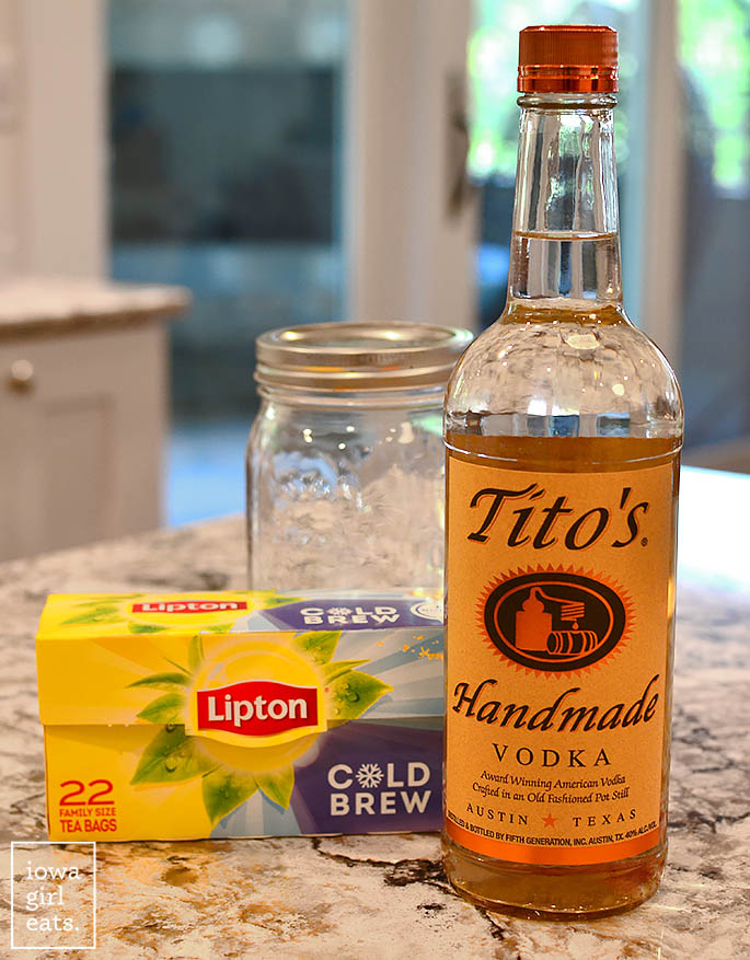 ingredients to make homemade sweet tea vodka