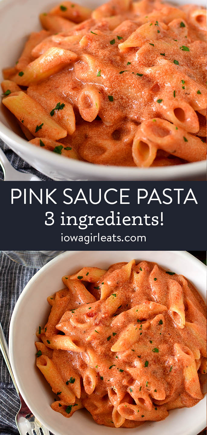 photo collage of pink sauce pastsa
