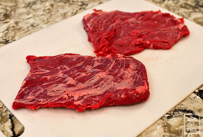 flank steak on a cutting board