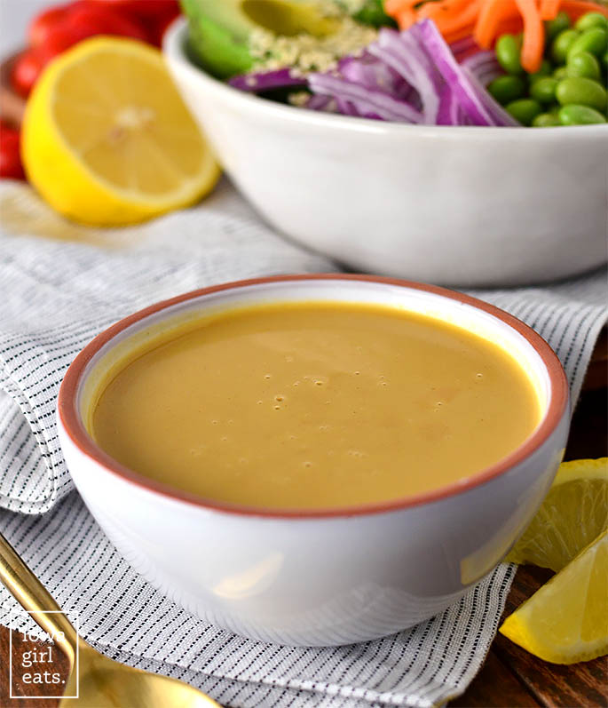 oil free salad dressing in a serving bowl