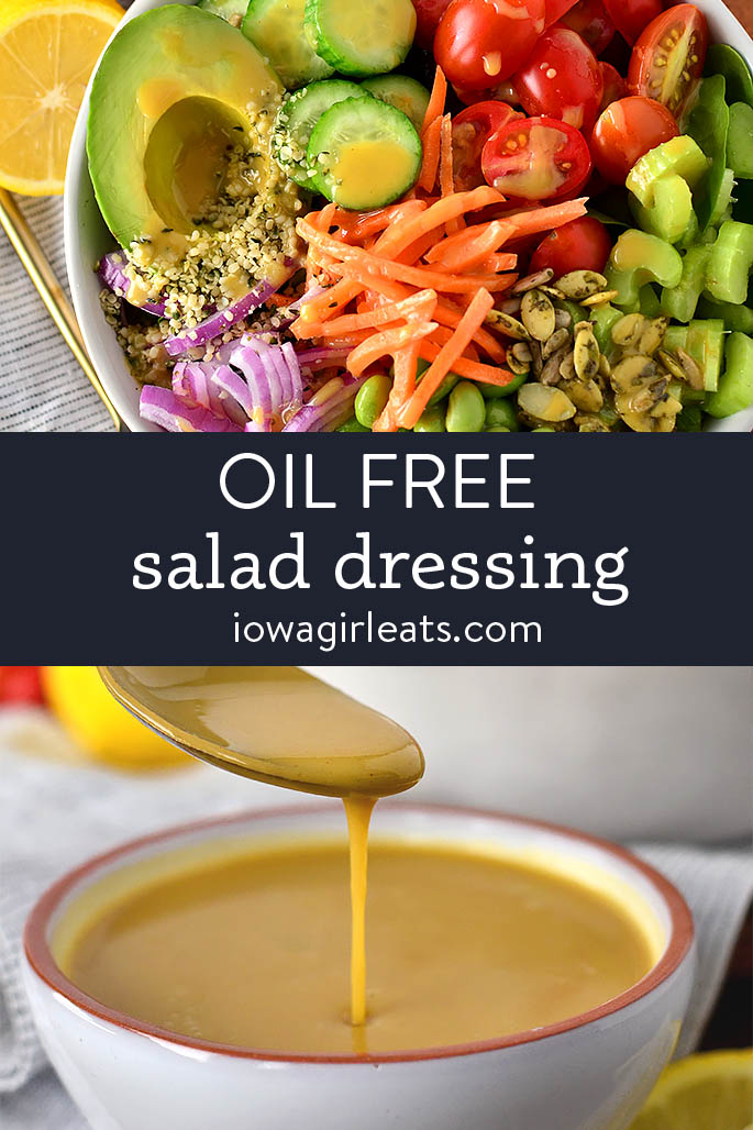 photo collage of oil free salad dressing