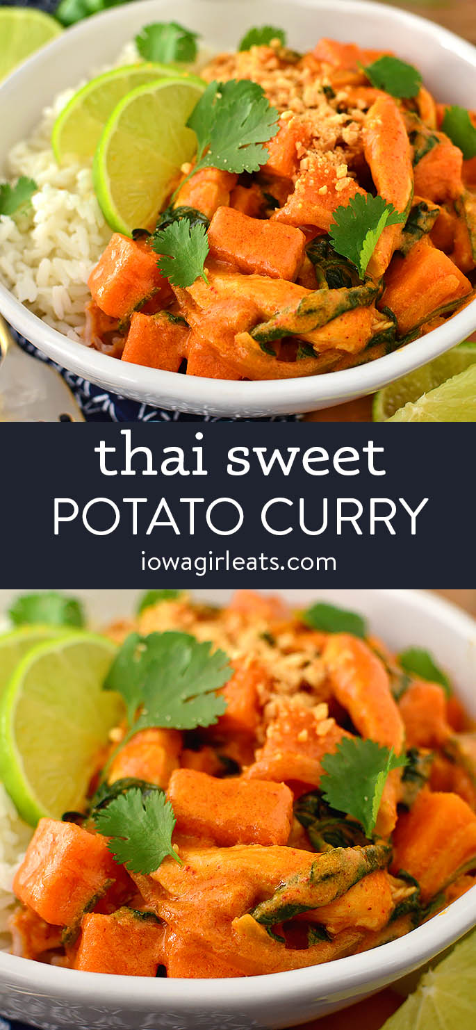 photo collage of thai sweet potato curry