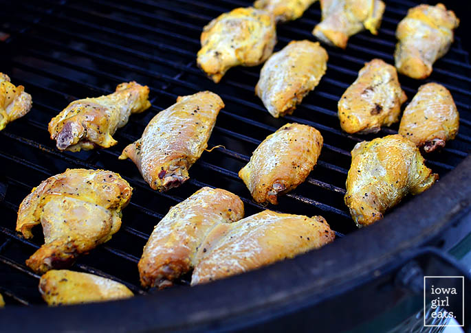 smoked chicken wings on a grill grate