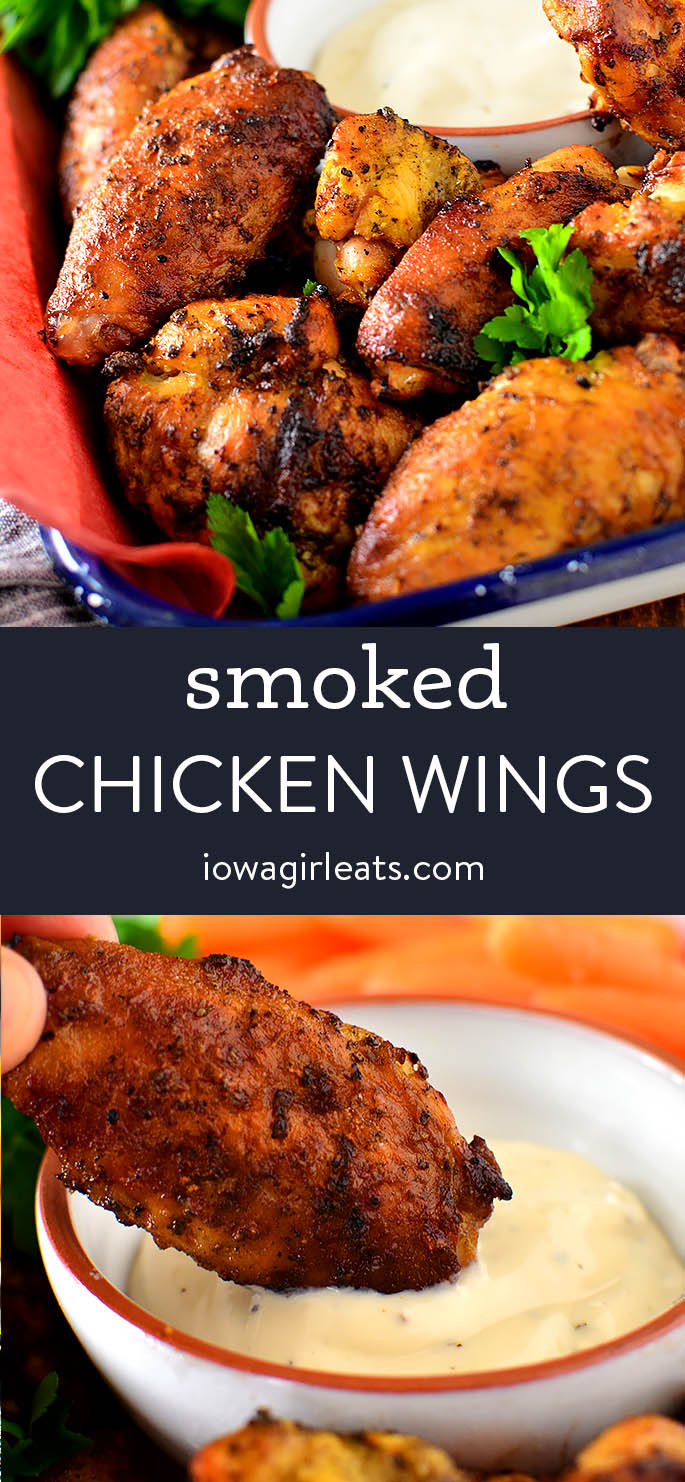 photo collage of smoked chicken wings