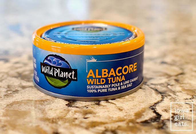 wild caught canned tuna on a counter
