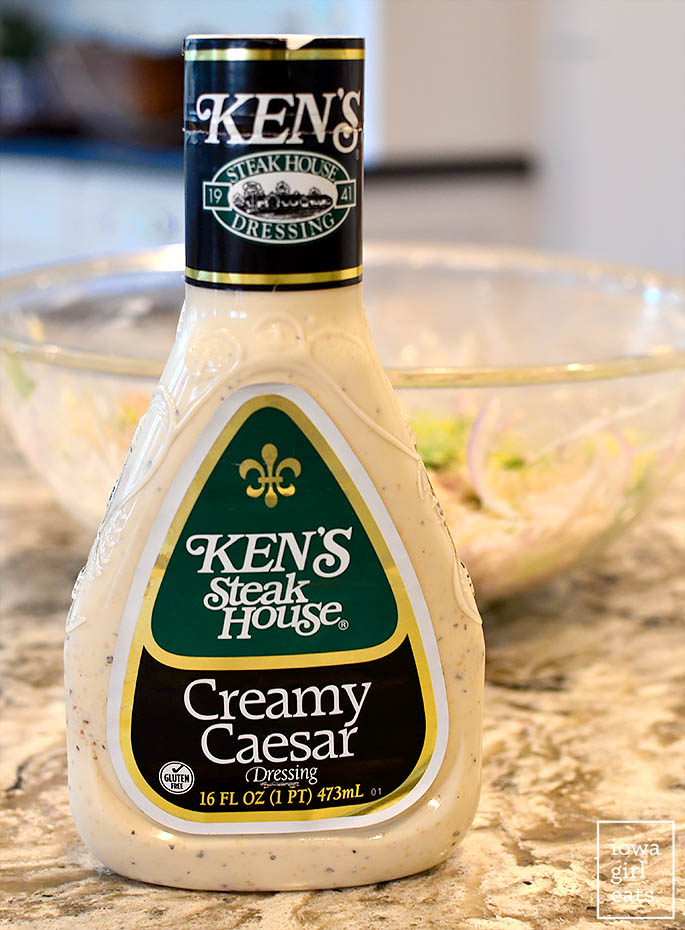 bottle of kens creamy caesar salad dresing