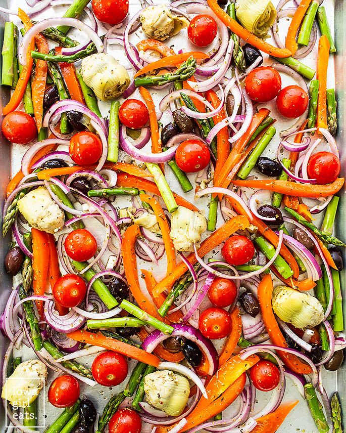 mediterranean vegetables on a sheet pan