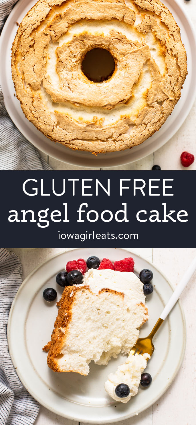 photo collage of gluten free angel food cake