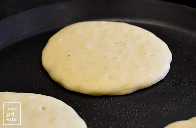 Pancake batter on the griddle