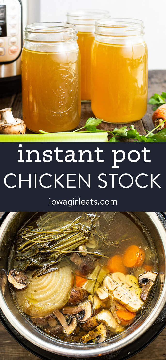 photo collage of instant pot chicken stock